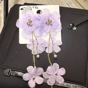 Elegant Purple Floral Drop Earrings